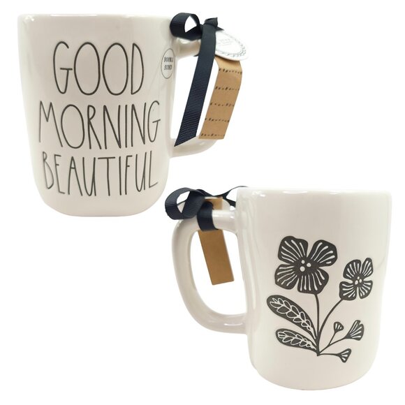 Rae Dunn “Good Morning Beautiful” Double-Sided Ceramic Coffee Mug - Picture 1 of 7
